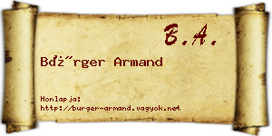 Bürger Armand névjegykártya