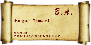 Bürger Armand névjegykártya